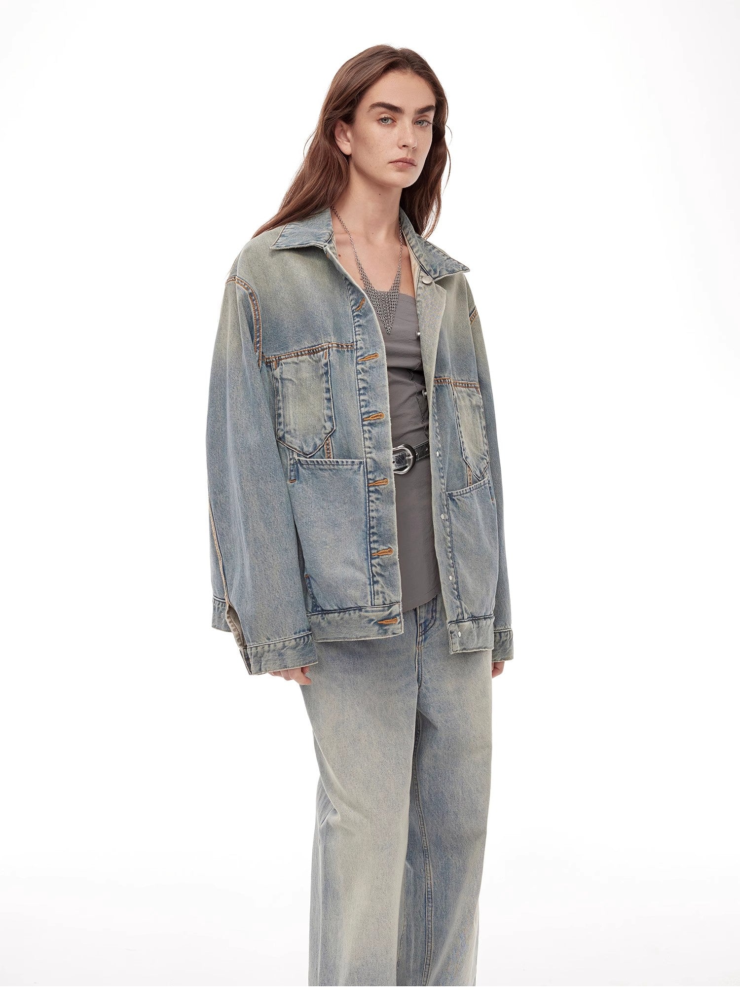 "Kamen Rider" Stylish and Versatile Vintage Handcrafted Distressed Reversible Denim Jacket-0