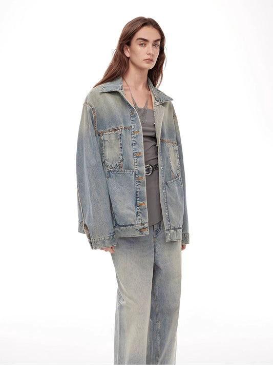 "Kamen Rider" Stylish and Versatile Vintage Handcrafted Distressed Reversible Denim Jacket-0